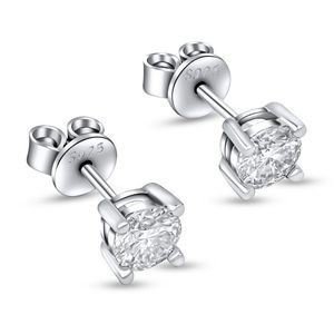 1.0ctw VVS1 Moissanite 4 Prong Stud Push Back 18k White Gold over Silver Earring